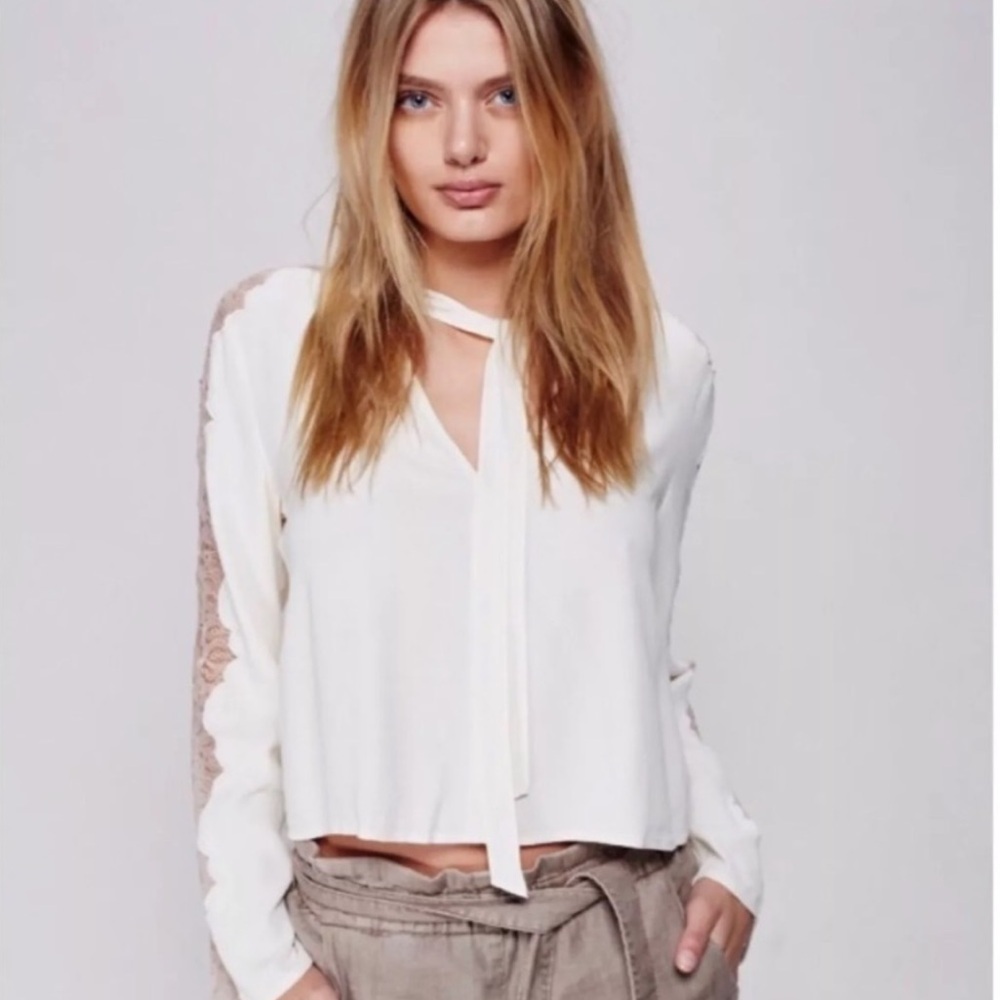 FREE PEOPLE Freya Blouse Ivory Size XS